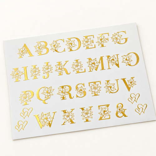 Floral Monogram Alphabet Golden Embossed Insert Sheet A4 For Resin Art (TR406) hover