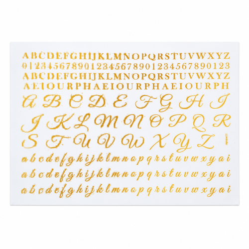 Script Alphabet & Numbers Golden Embossed Insert Sheet A4 For Resin Art (TR405)