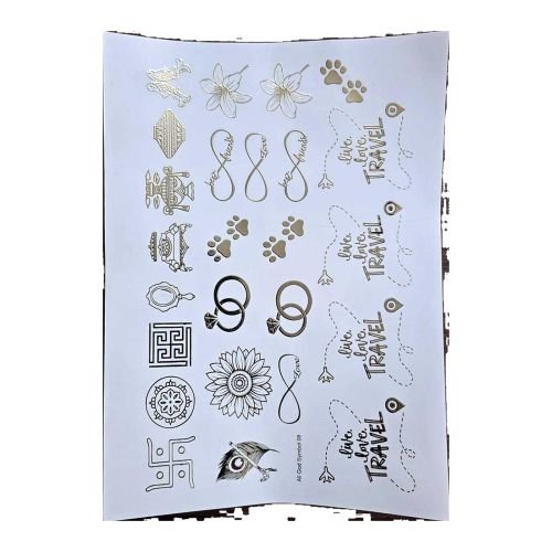 Decorative Symbols & Travel Motifs Golden Embossed Insert Sheet A4 For Resin Art (TR439)