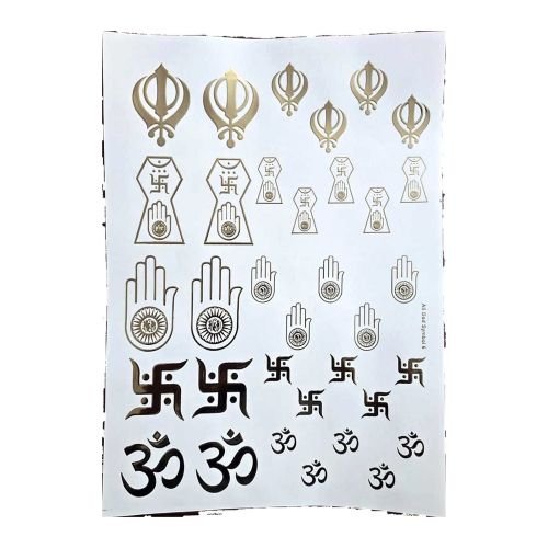 Jain & Sikh Symbols Golden Embossed Insert Sheet A4 For Resin Art (TR437)