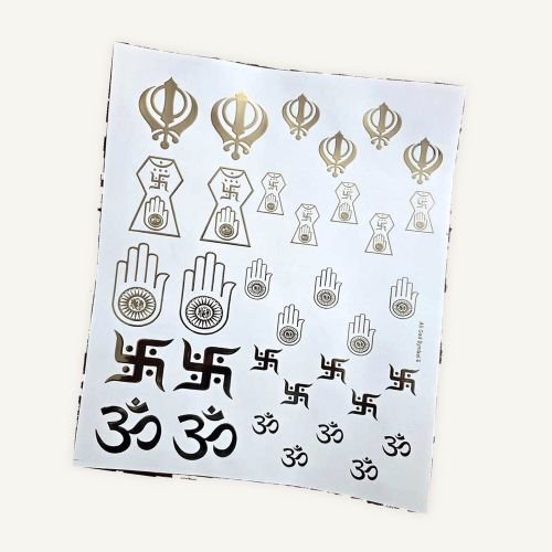 Jain & Sikh Symbols Golden Embossed Insert Sheet A4 For Resin Art (TR437) hover