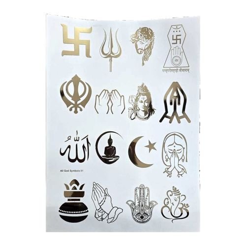 Mixed Religious Symbols Golden Embossed Insert Sheet A4 For Resin Art (TR433)