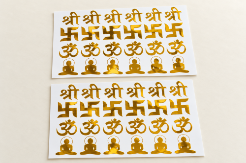 Auspicious Religious Symbols Golden Embossed Insert Sheet A5 For Resin Art (2 Pieces) (TR796) hover