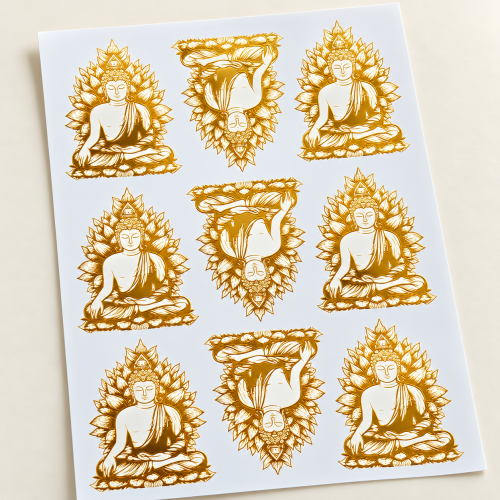 Buddha Lotus Motifs Golden Embossed Insert Sheet A4 For Resin Art (TR450) hover