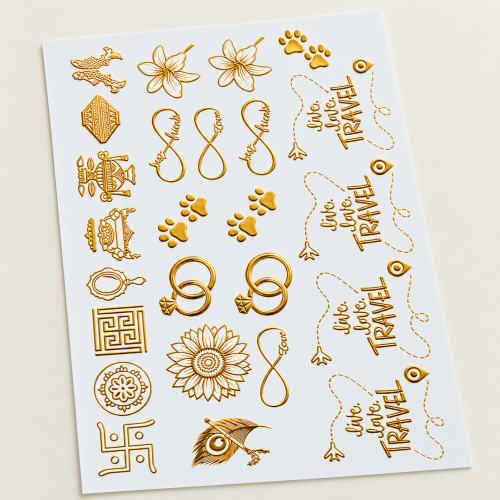 Decorative Symbols & Travel Motifs Golden Embossed Insert Sheet A4 For Resin Art (TR439) hover