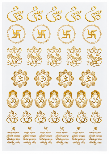 Ganesh & Om Motifs Golden Embossed Insert Sheet A4 For Resin Art (TR436)