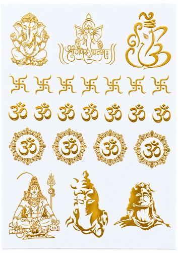 Ganesh, Om & Shiva Golden Embossed Insert Sheet A4 For Resin Art (TR434)