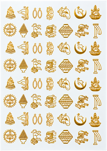 Jain Auspicious Motifs Golden Embossed Insert Sheet A4 For Resin Art (TR441)