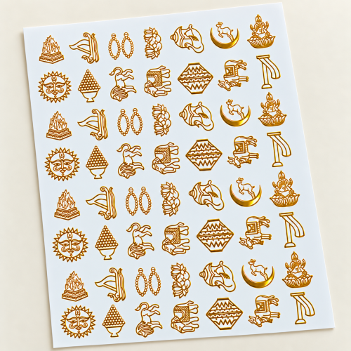 Jain Auspicious Motifs Golden Embossed Insert Sheet A4 For Resin Art (TR441) hover