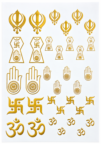 Jain & Sikh Symbols Golden Embossed Insert Sheet A4 For Resin Art (TR437)