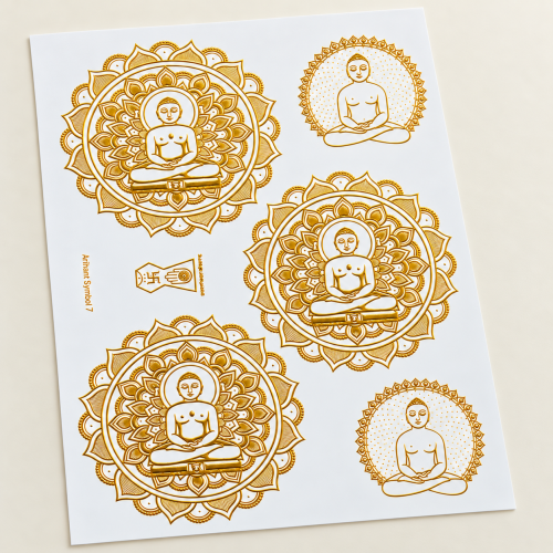 Jain Tirthankara Medallions Golden Embossed Insert Sheet A4 For Resin Art (TR438) hover