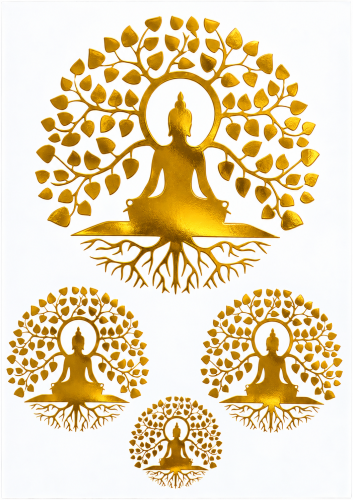 Meditation Tree Designs Golden Embossed Insert Sheet A4 For Resin Art (TR797)