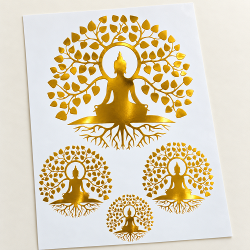 Meditation Tree Designs Golden Embossed Insert Sheet A4 For Resin Art (TR797) hover
