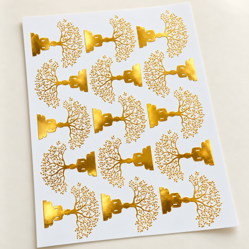 Meditation Tree Silhouettes Golden Embossed Insert Sheet A4 For Resin Art (TR446) hover
