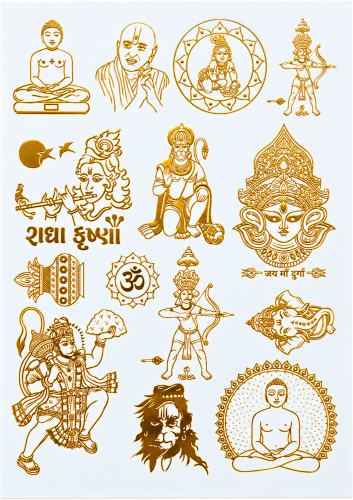 Mixed Deity Motifs Golden Embossed Insert Sheet A4 For Resin Art (TR451)