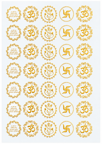 Om, Ganesh & Auspicious Symbols Golden Embossed Insert Sheet A4 For Resin Art (TR435)