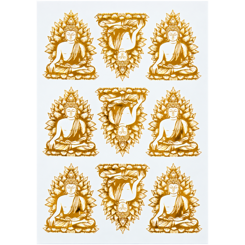 Buddha Lotus Motifs Golden Embossed Insert Sheet A4 For Resin Art (TR450)