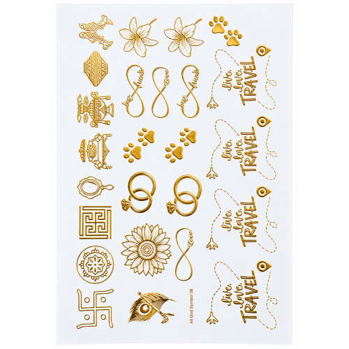 Decorative Symbols & Travel Motifs Golden Embossed Insert Sheet A4 For Resin Art (TR439)
