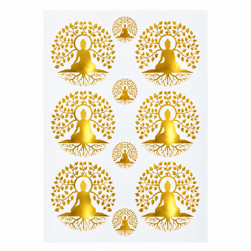 Meditation Tree Assortment Golden Embossed Insert Sheet A4 For Resin Art (TR887)