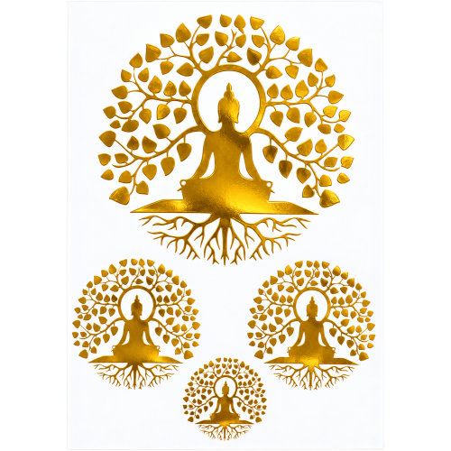 Meditation Tree Designs Golden Embossed Insert Sheet A4 For Resin Art (TR797)