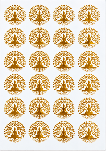 Meditation Tree Mini Motifs Golden Embossed Insert Sheet A4 For Resin Art (TR801)