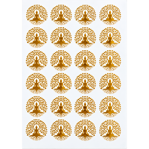 Meditation Tree Mini Motifs Golden Embossed Insert Sheet A4 For Resin Art (TR801)