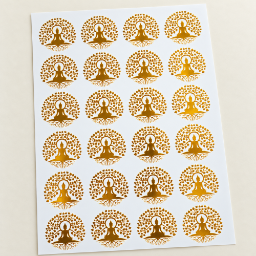 Meditation Tree Mini Motifs Golden Embossed Insert Sheet A4 For Resin Art (TR801) hover