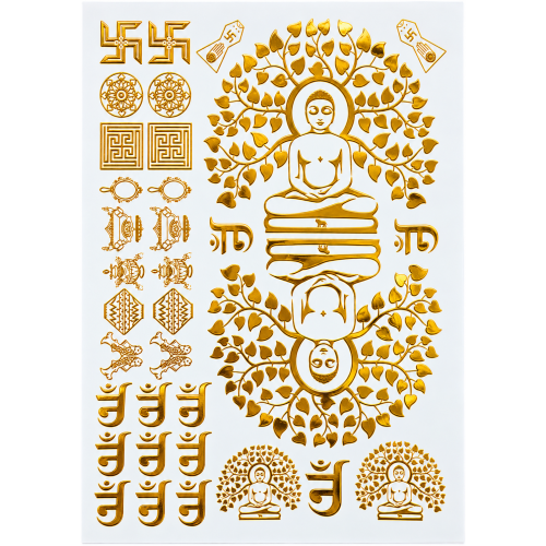 Meditation Tree Motifs Golden Embossed Insert Sheet A4 For Resin Art (TR445)