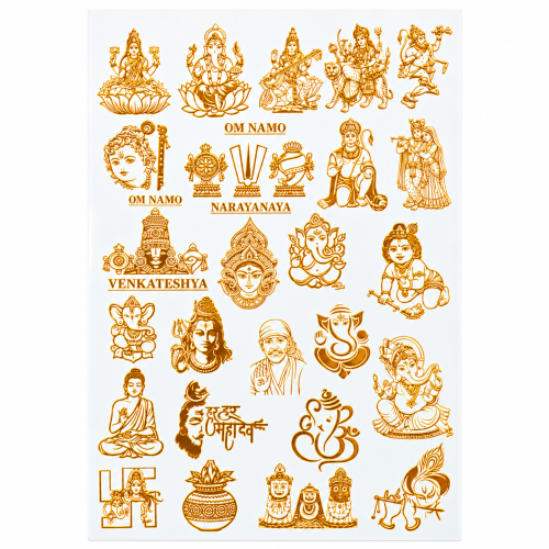 Mixed Deity Designs Golden Embossed Insert Sheet A4 For Resin Art (TR885)