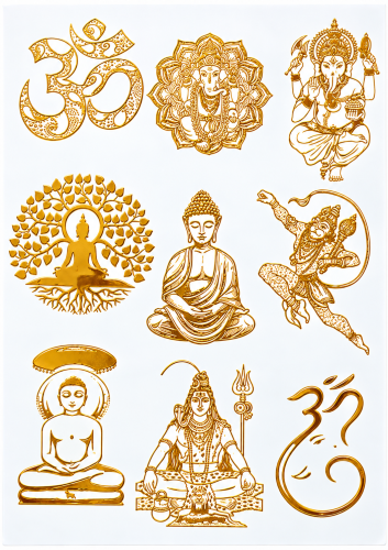 Mixed Spiritual Designs Golden Embossed Insert Sheet A4 For Resin Art (TR805)